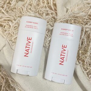 Native Deodorant Candy Cane SET OF 2  2.65 oz Paraben & Aluminum Free NEW